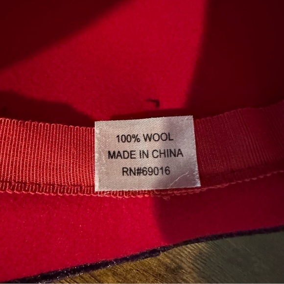 Jenny Buchanan Women’s 100% Wool Red Hat Society Purple Velvet Bow Brimmed Hat - Picture 7 of 7